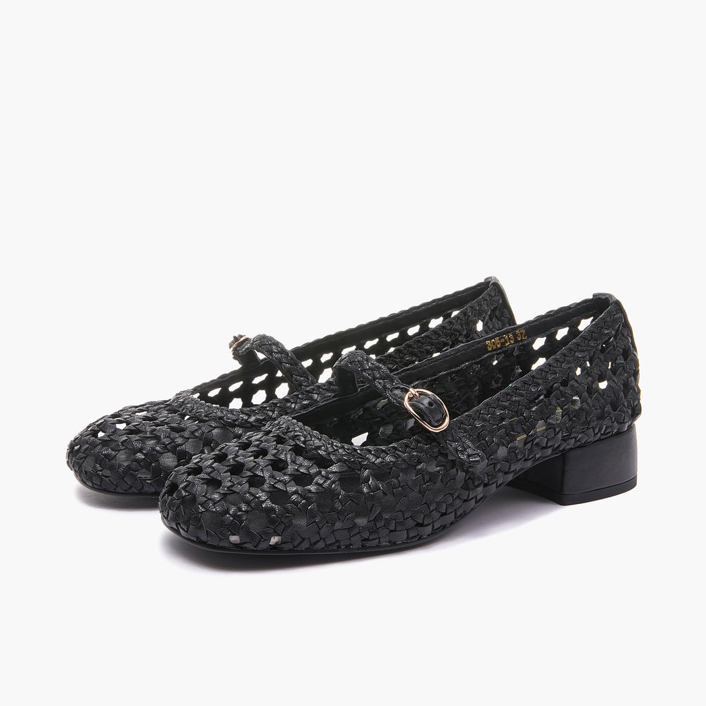 Ballerina Mary con Cinturino in Pelle Intreccio Vienna